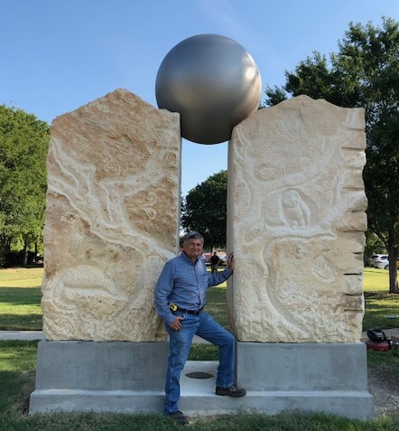 Site-Specific Sculptures with Metal Orb installed in Addison, TX